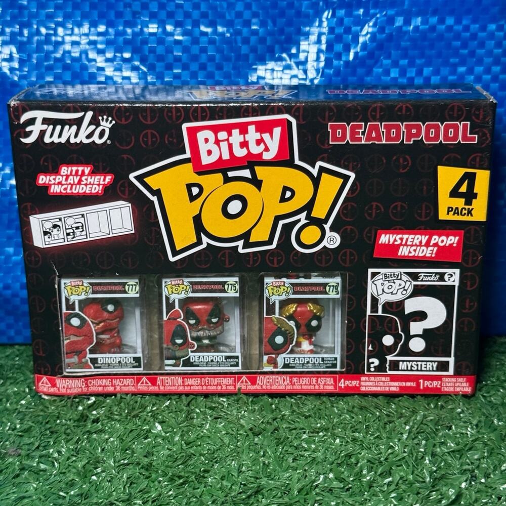 Funko Bitty Pop Deadpool 4 Pack With Bitty Display Shelf Included!